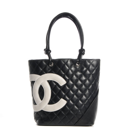 Chanel Calfskin Quilted Medium Cambon Tote Black White 1 of 7