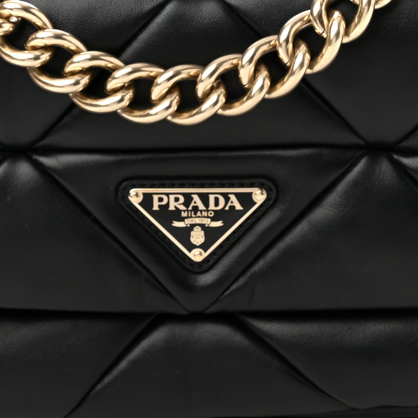 Nappa Re-Nylon Triangle Quilted Patchwork System Flap Shoulder Bag Black