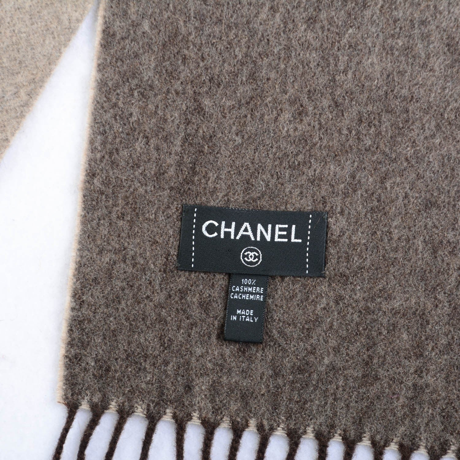 Chanel Cashmere CC Scarf Reversible Brown 4 of 4
