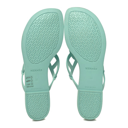 Hermes Rubber Womens Egerie Sandals 38 Vert Embrun 5 of 9