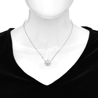 Van Cleef & Arpels 18K White Gold Diamond Small Lotus Pendant Necklace 2 of 5
