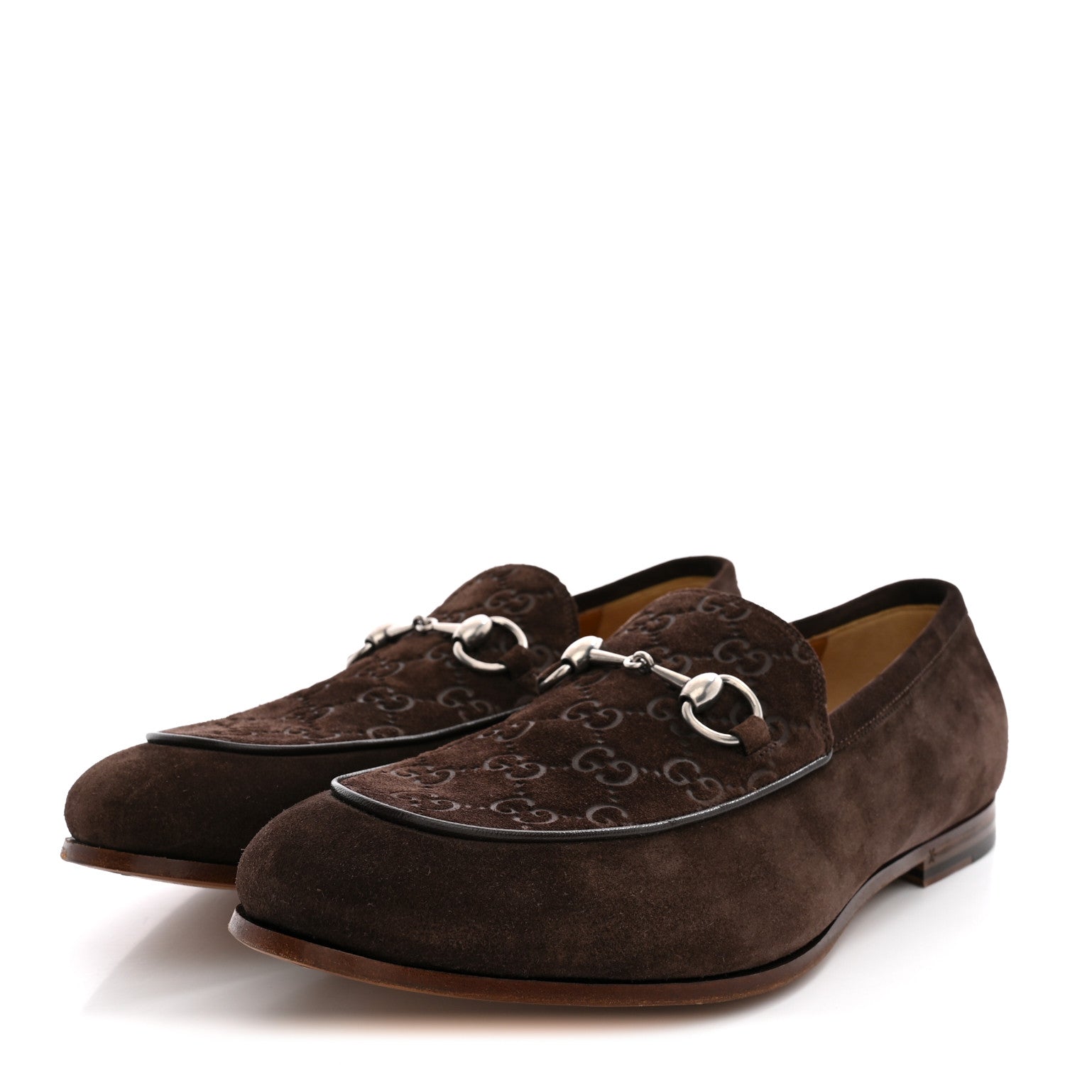 Gucci Luxury Suede GG Monogram Horsebit Mens Jordy Loafers 8 Night Cocoa 4 of 11