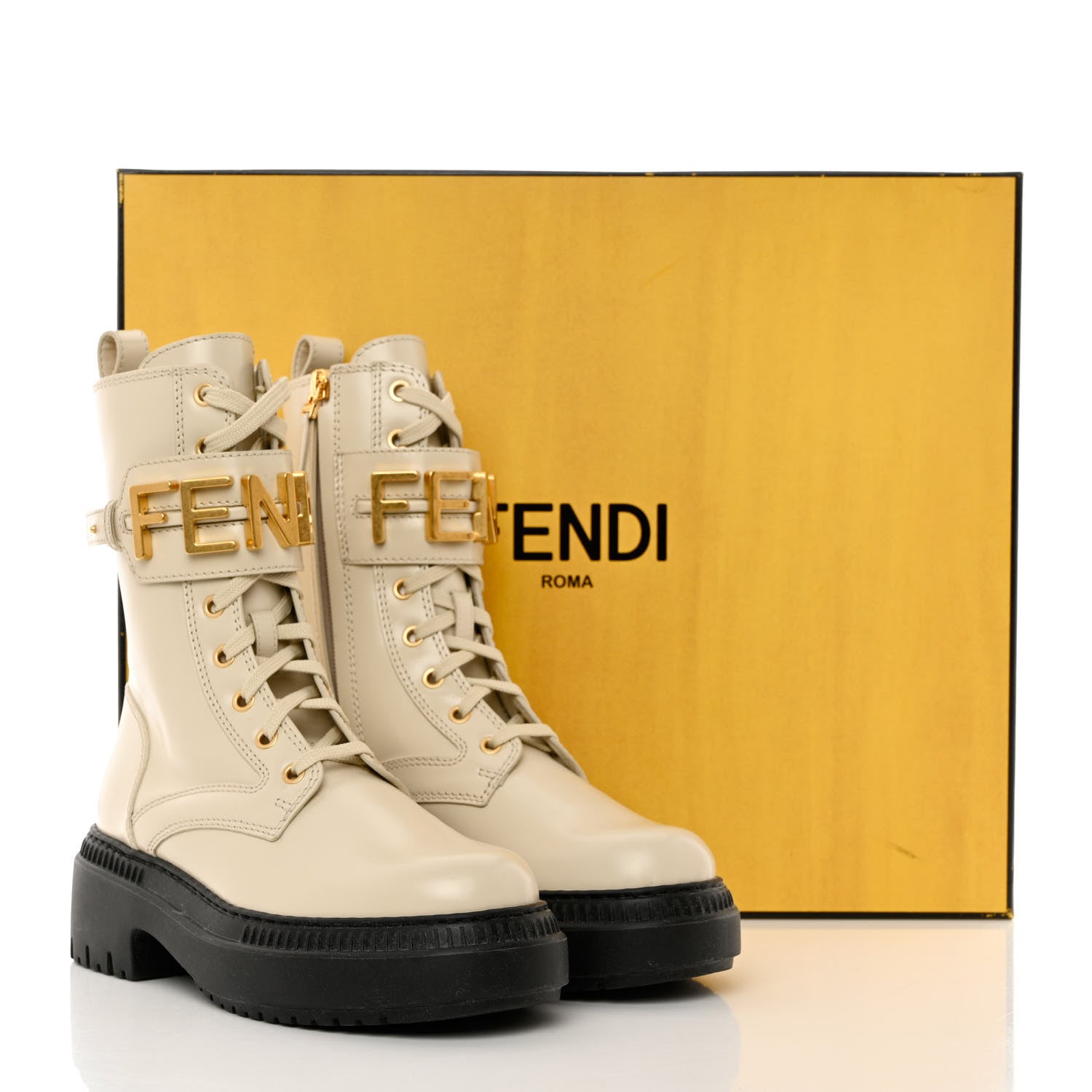 Fendi Vitello Abrasivato Fendigraphy 50mm Biker Boots 36 White 9 of 9