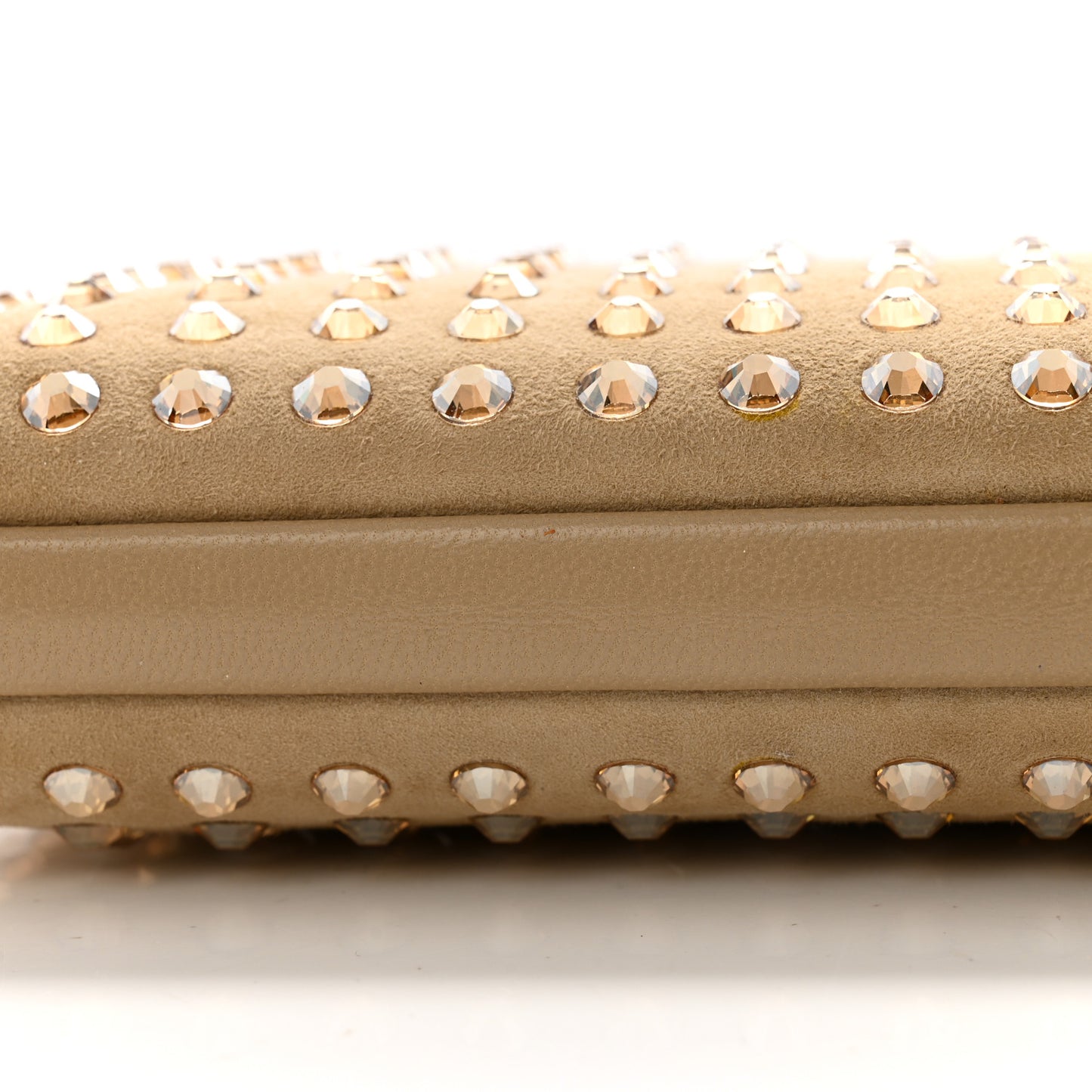 Suede Swarovski Crystal Clutch Beige