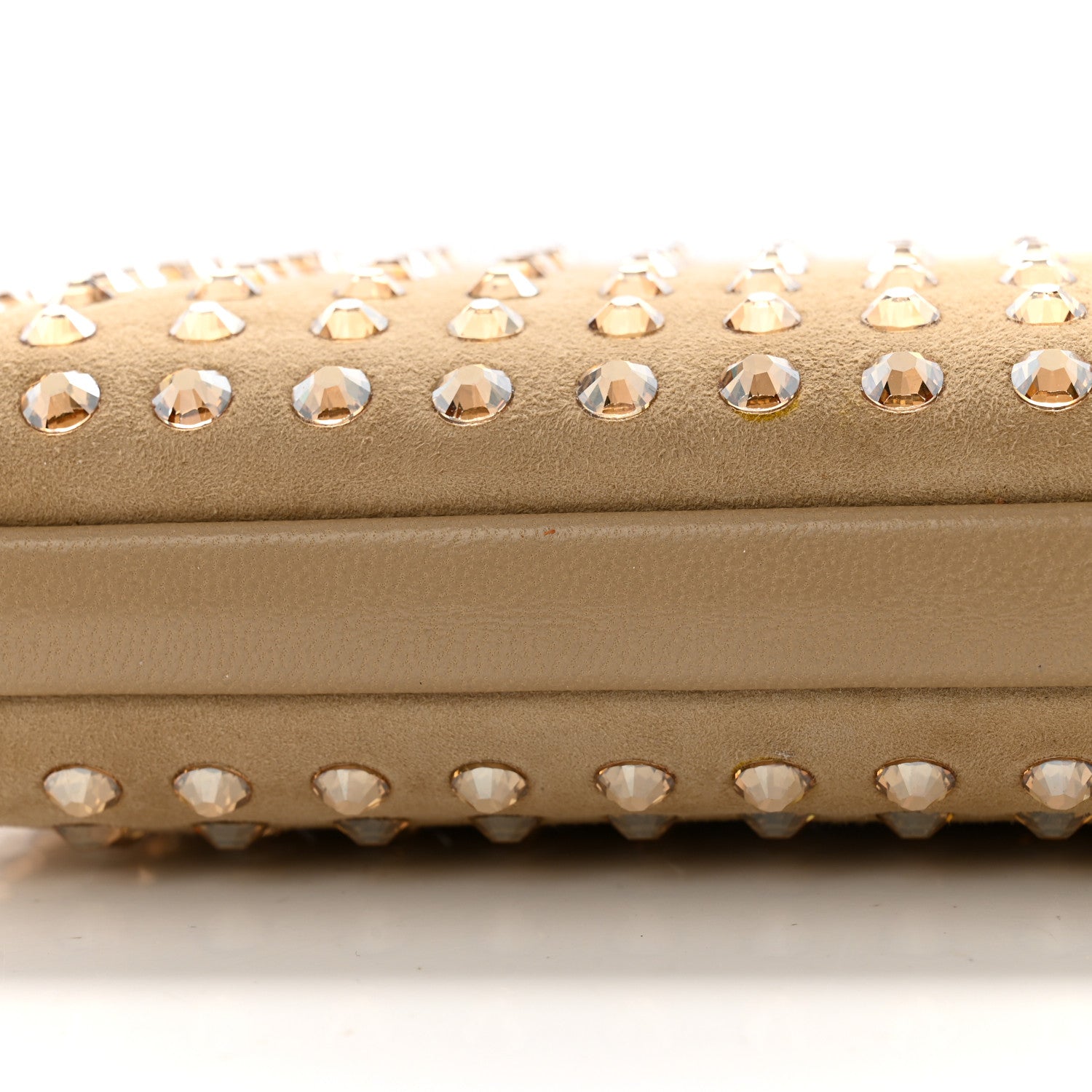 Gucci Suede Swarovski Crystal Clutch Beige 8 of 9