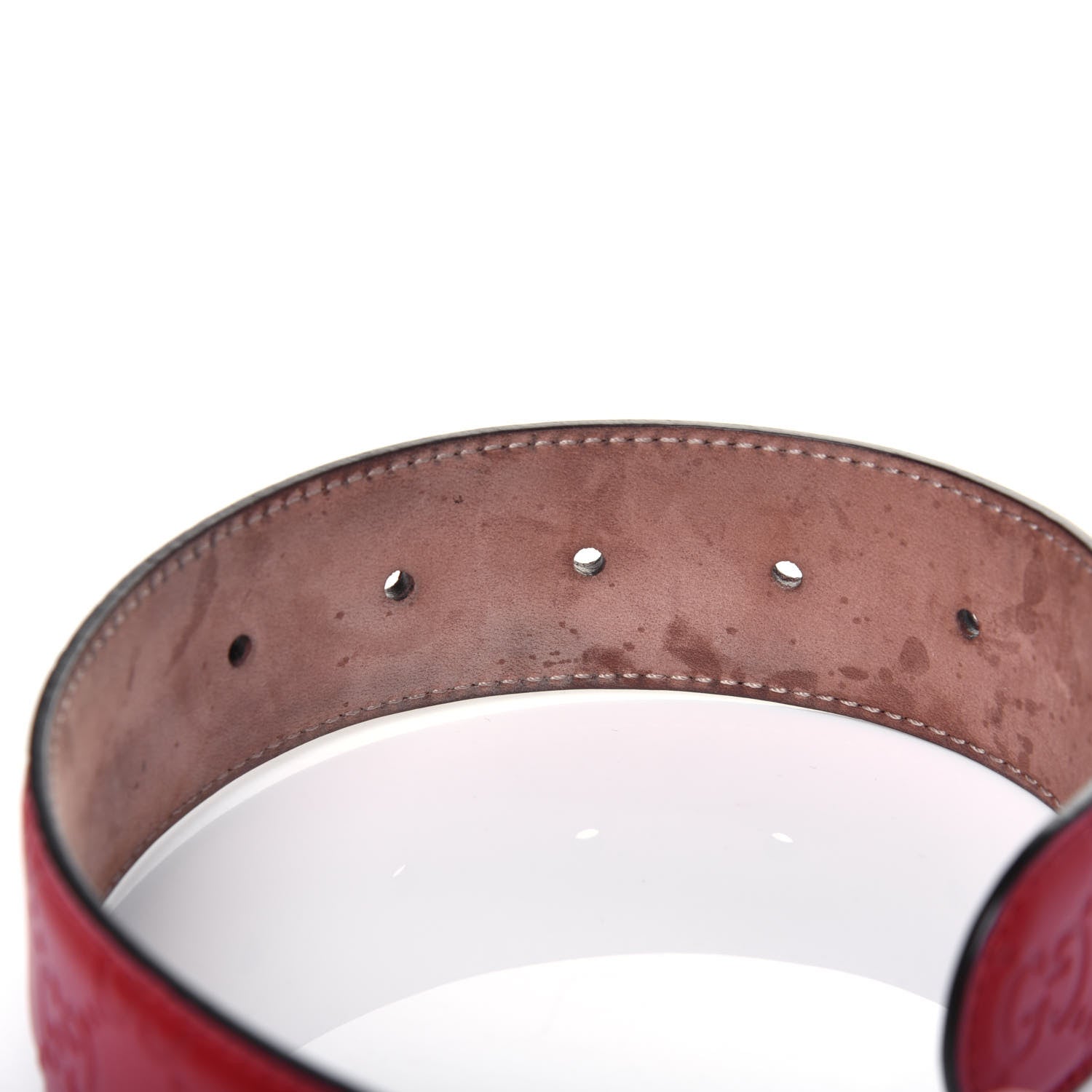 Gucci Guccissima Signature Interlocking G 37mm Belt 90 36 Hibiscus Red 6 of 9