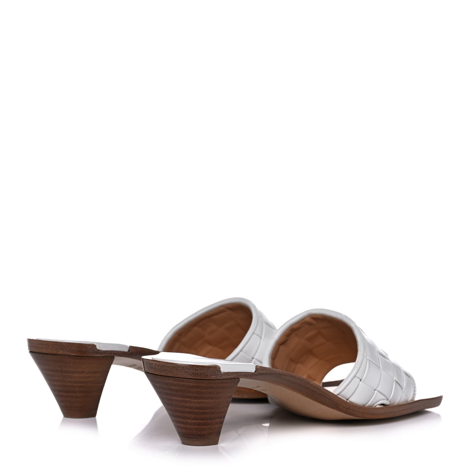 Bottega Veneta Nappa Intrecciato Squared Toe Low Mule Sandals 38.5 White 4 of 7