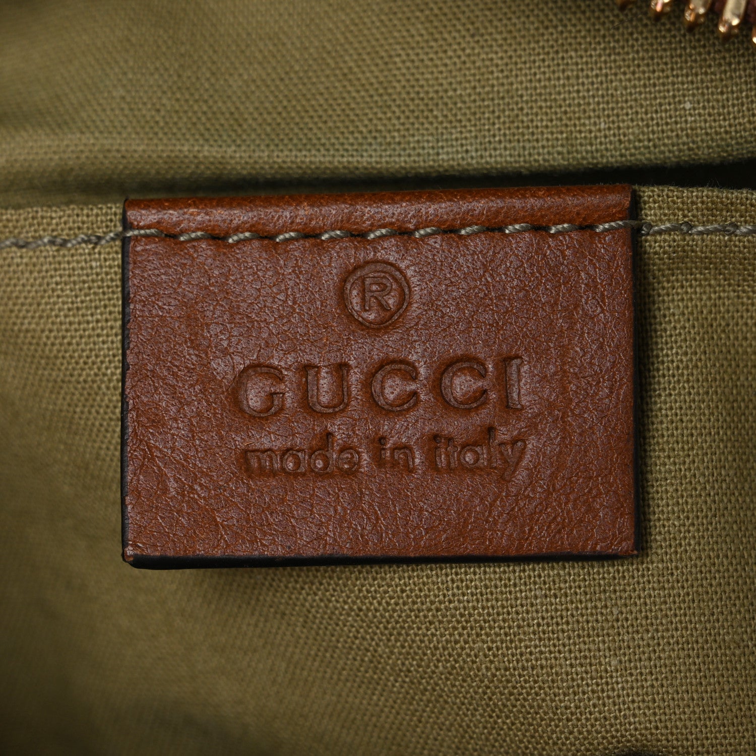 Gucci Vintage Canvas Web Shoulder Bag Sand Cuir 6 of 13