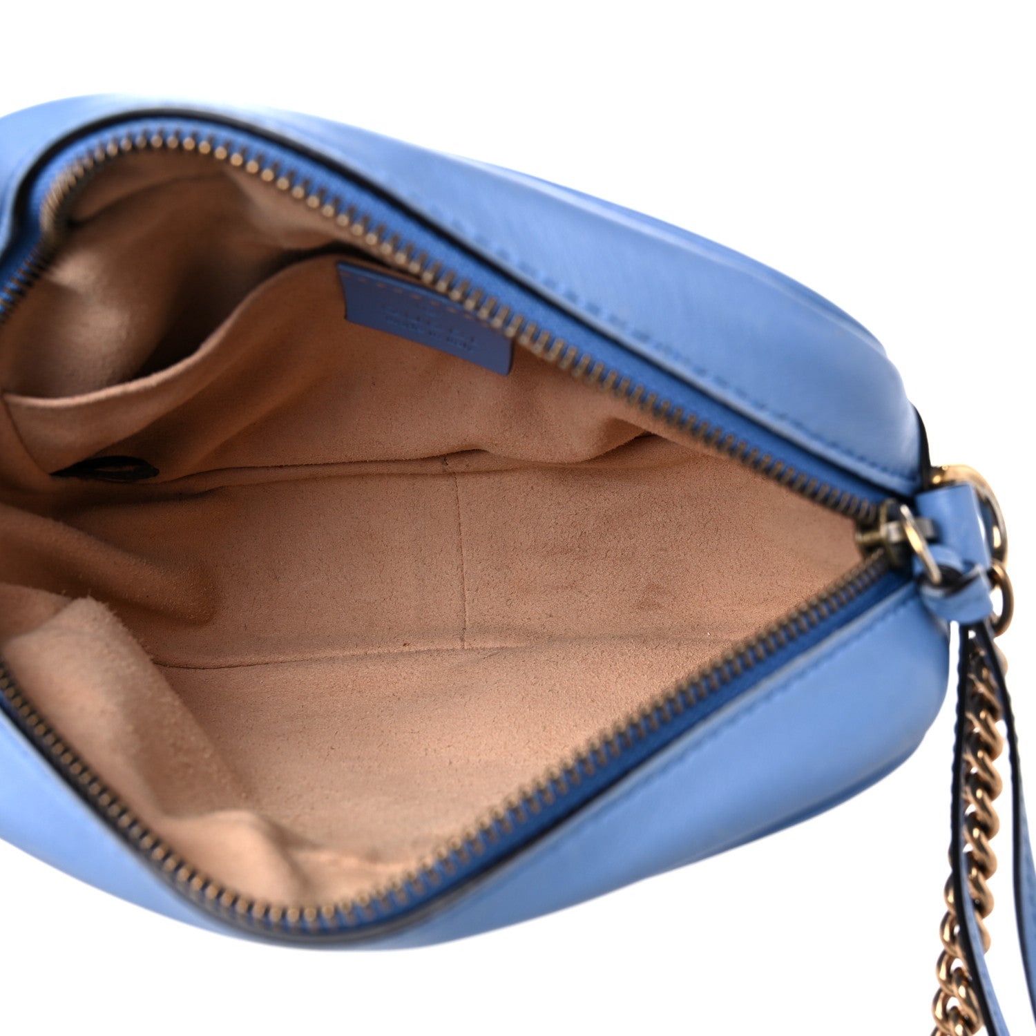 Gucci Calfskin Matelasse Mini GG Marmont Chain Shoulder Bag Clear Sky Blue 5 of 18