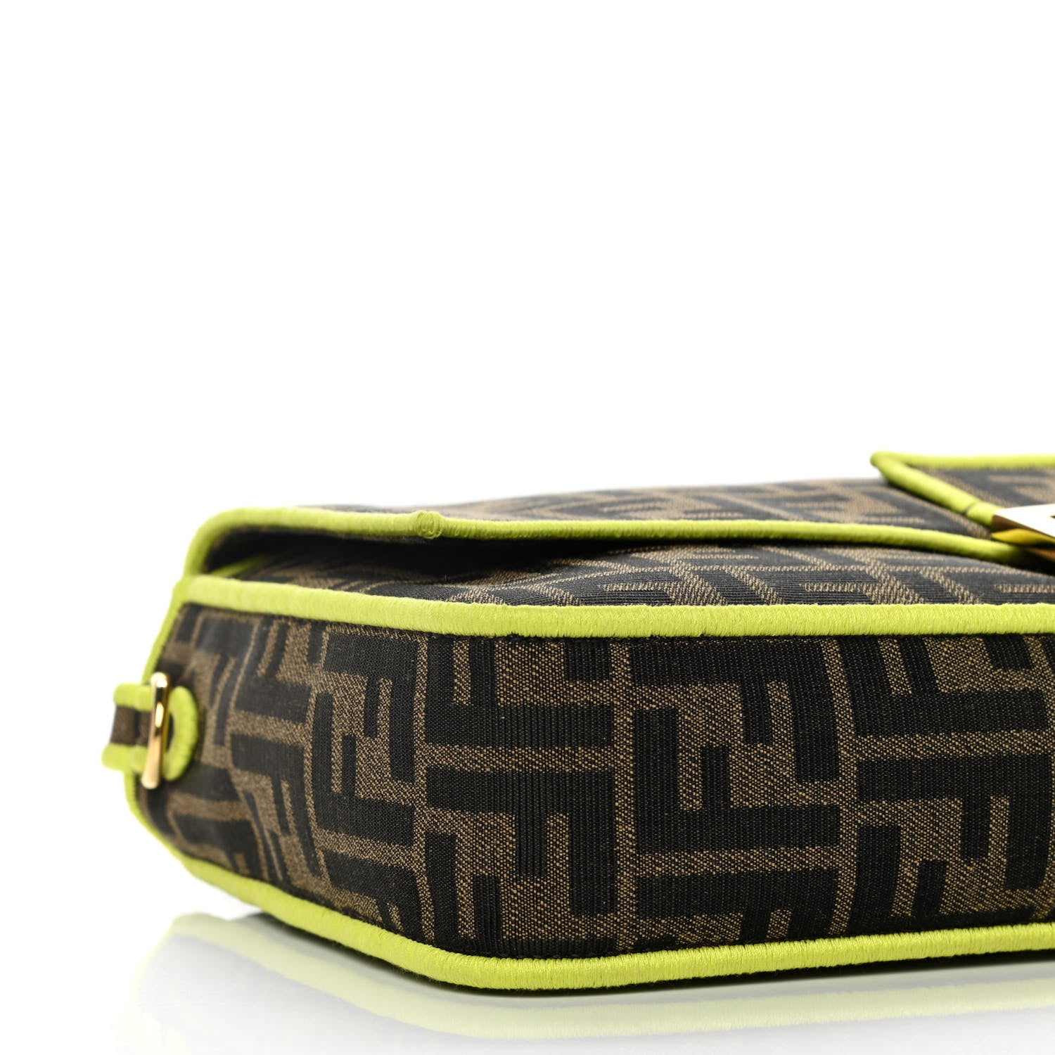 Fendi Fabric Jacquard FF 1974 Large Baguette Tobacco Moro Giallo Fluo 9 of 11