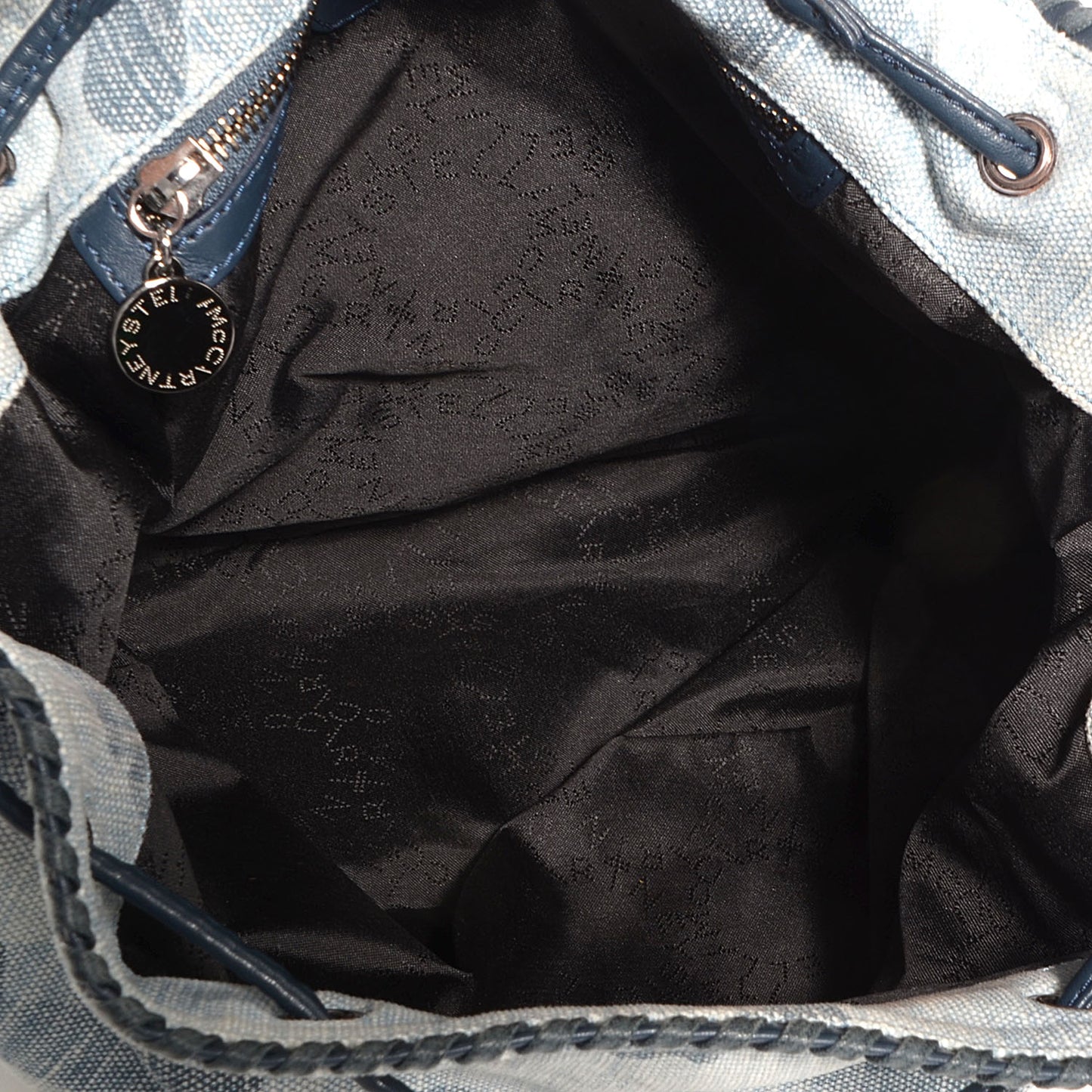 Faux Leather Denim Shaggy Deer Camo Backpack Bag Pale Blue