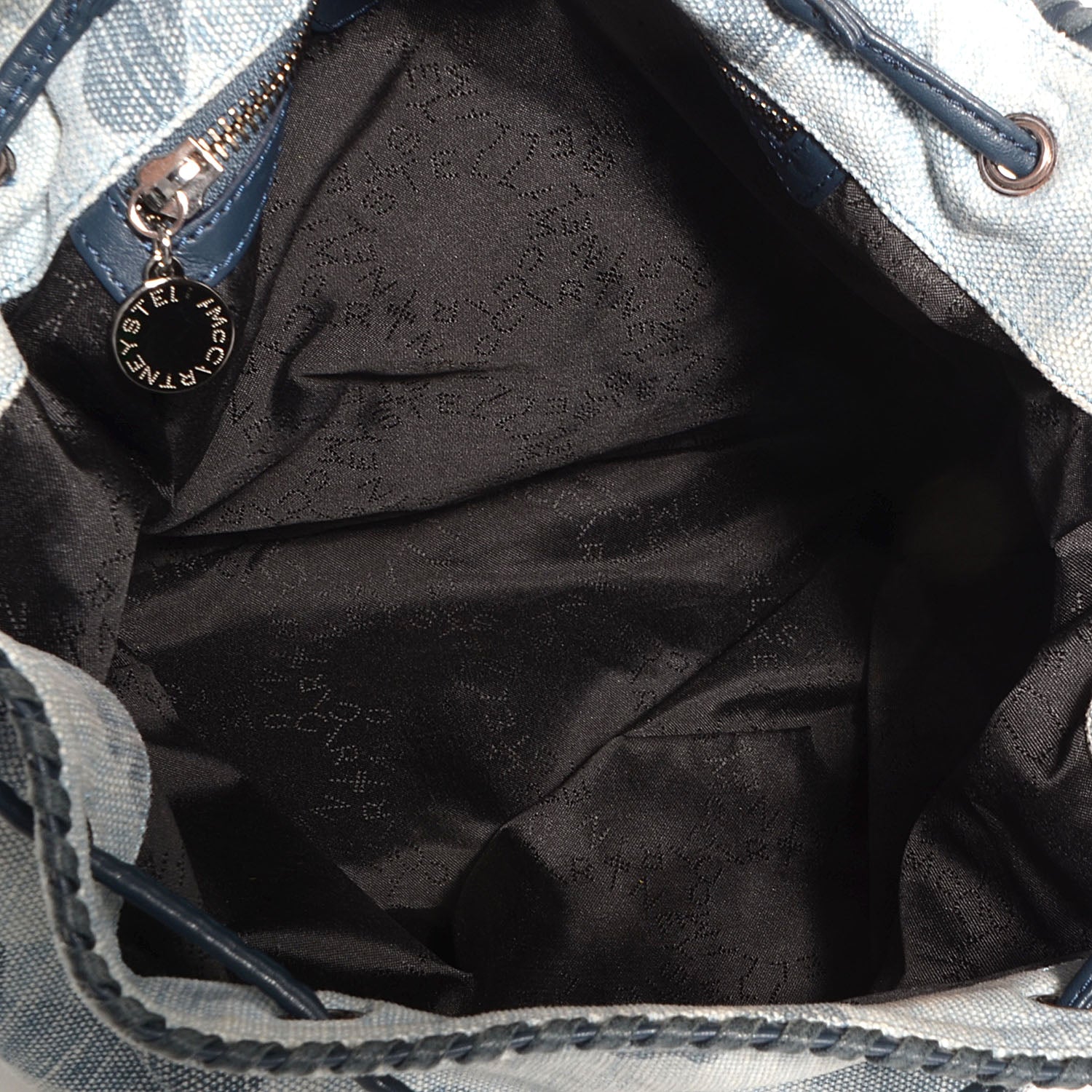 Stella McCartney Faux Leather Denim Shaggy Deer Camo Backpack Bag Pale Blue 5 of 8