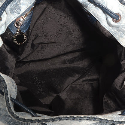 Stella McCartney Faux Leather Denim Shaggy Deer Camo Backpack Bag Pale Blue 5 of 8