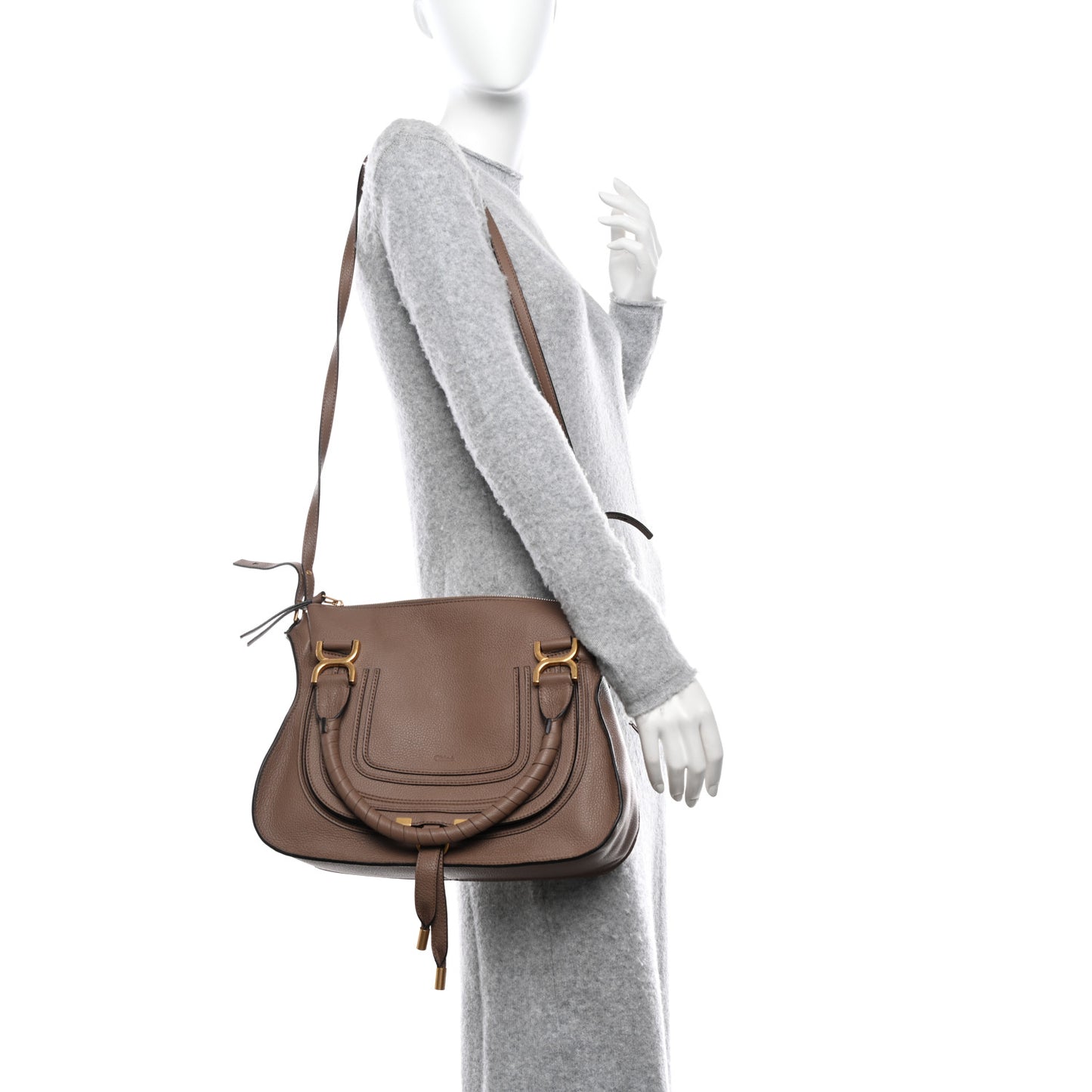Calfskin Medium Marcie Satchel Desert Taupe