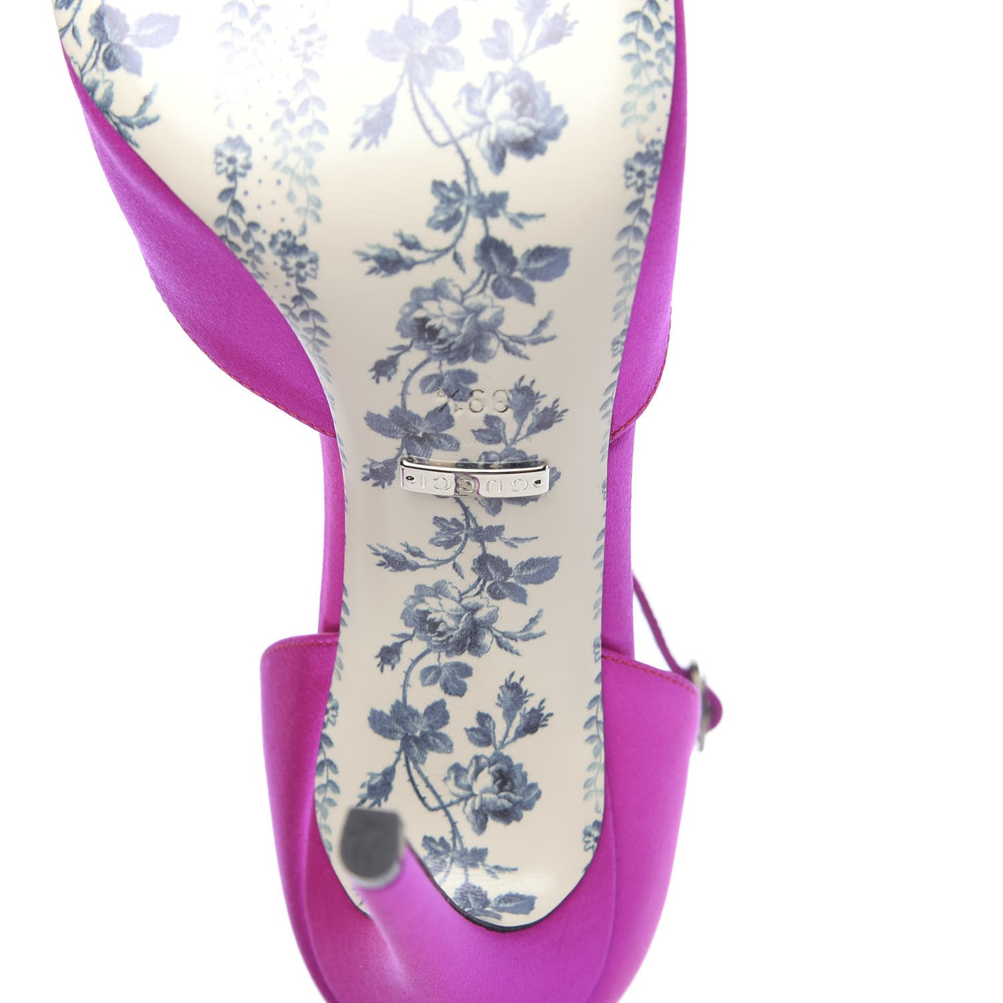 Satin Daisy Ankle Strap d'Orsay 105 Pumps 39.5 Fuchsia