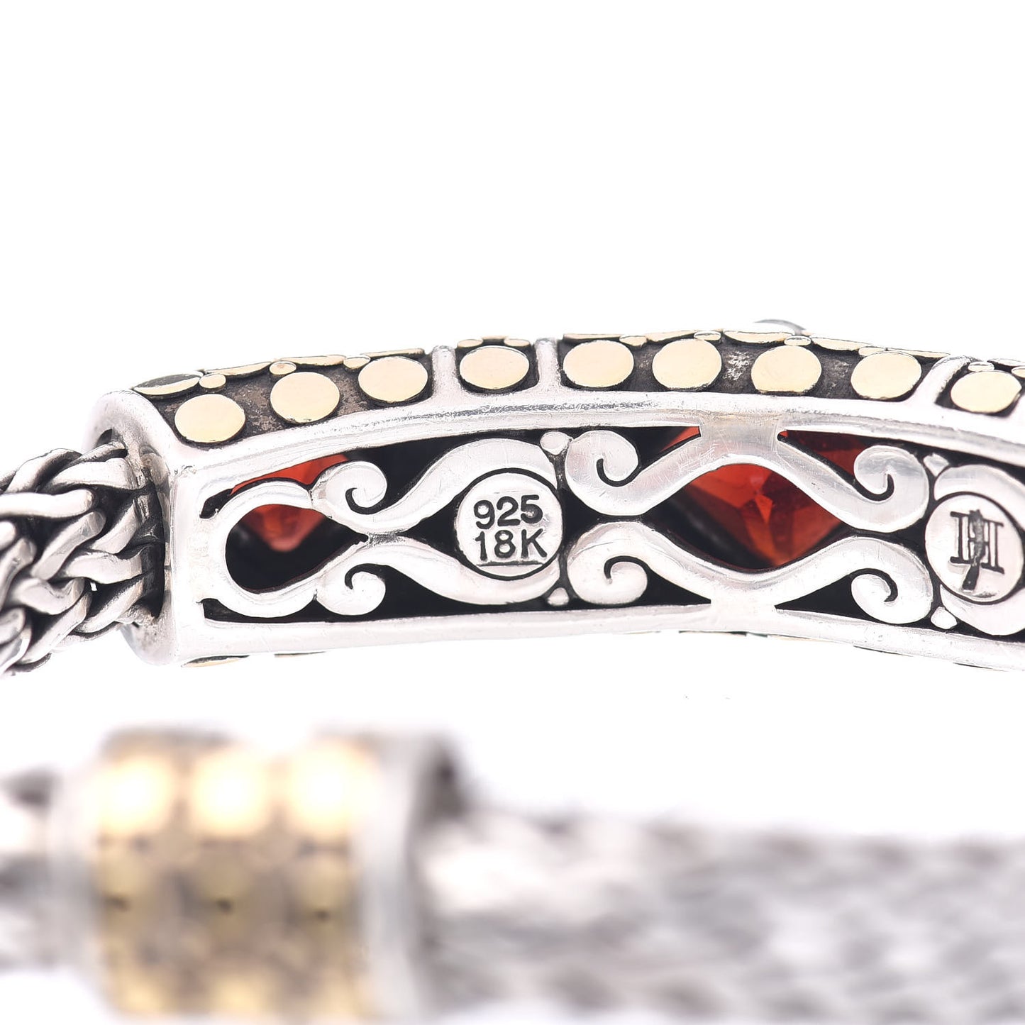Sterling Silver 18K Yellow Gold Garnet Kali Dot Station Bracelet