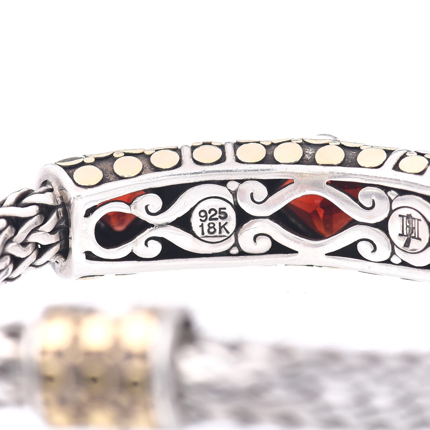 John Hardy Sterling Silver 18K Yellow Gold Garnet Kali Dot Station Bracelet 4 of 4