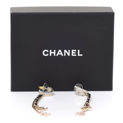 Chanel Crystal Lambskin Chain CC Drop Earrings Gold 4 of 4