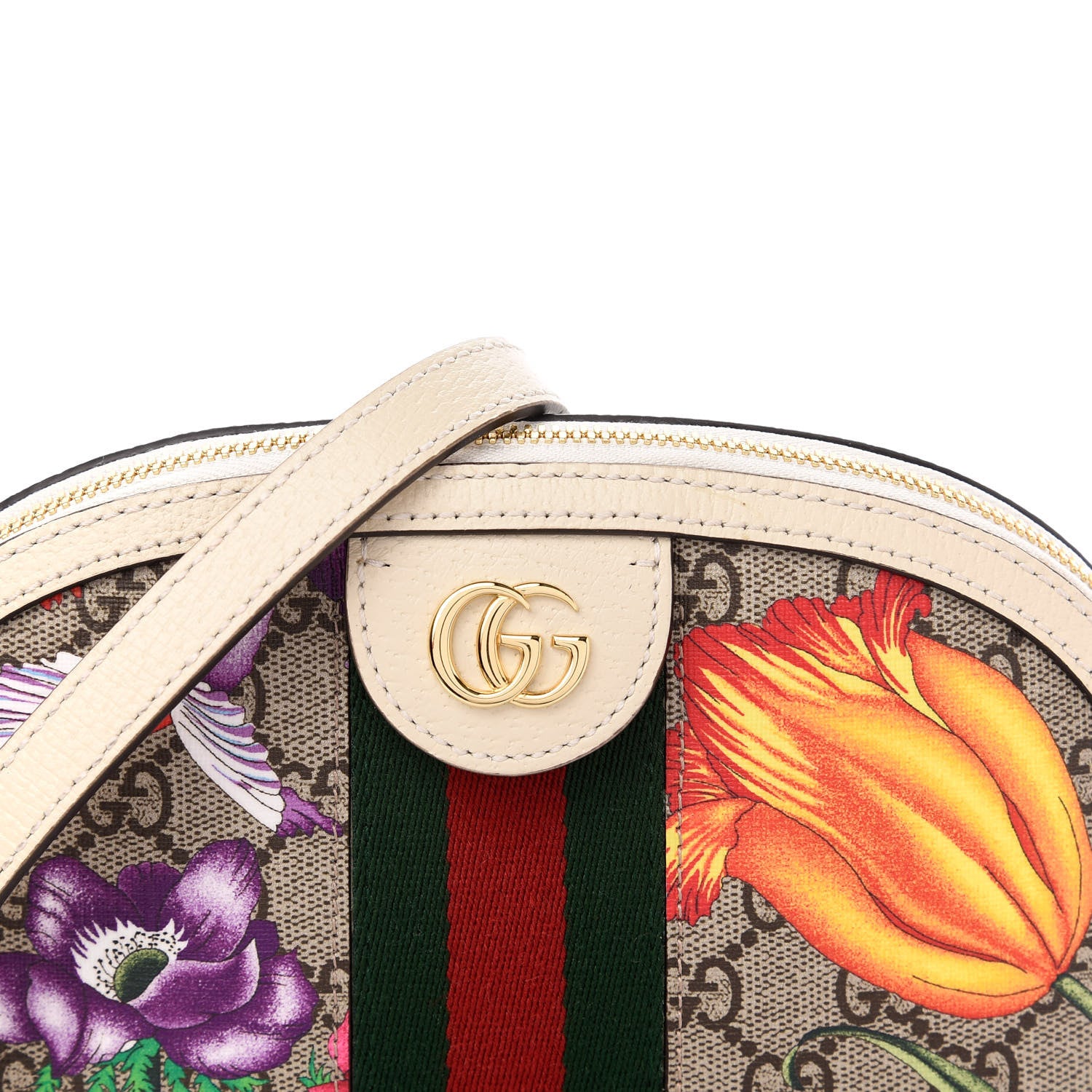 Gucci GG Supreme Monogram Flora Web GG Small Ophidia Dome Shoulder Bag White 11 of 11