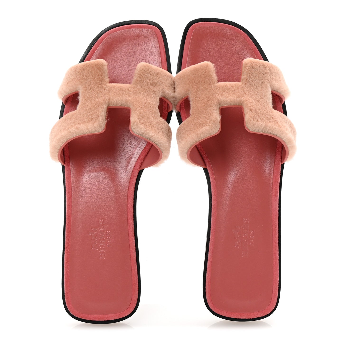 Mink Fur Oran Sandals 36 Blush Gris Fume