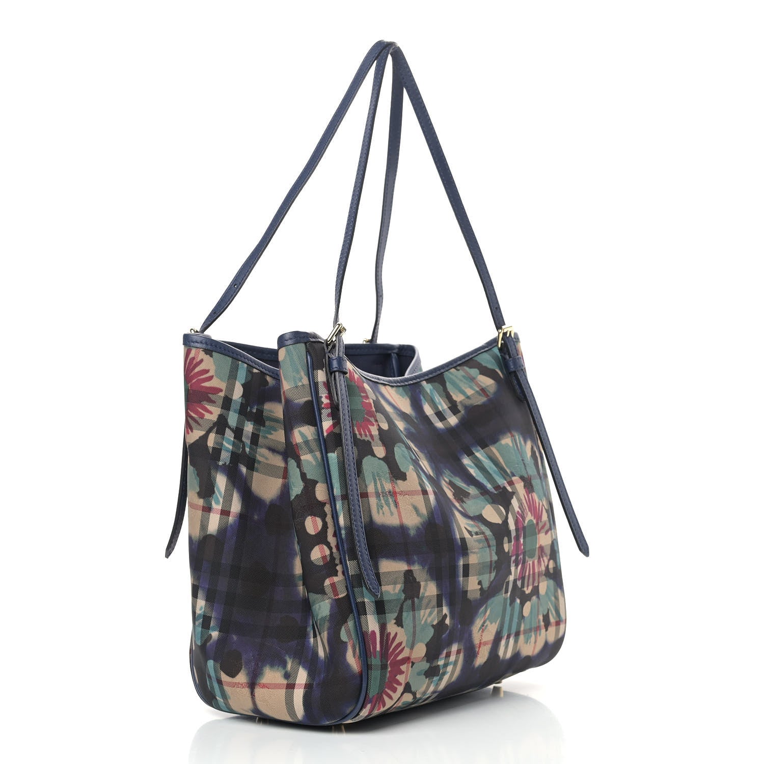 Burberry Haymarket Check Floral Print Small Canterbury Tote Mineral Blue 2 of 9