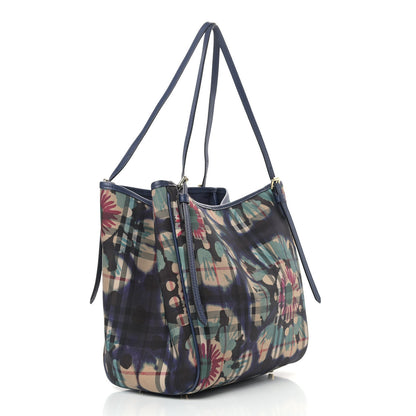 Burberry Haymarket Check Floral Print Small Canterbury Tote Mineral Blue 2 of 9