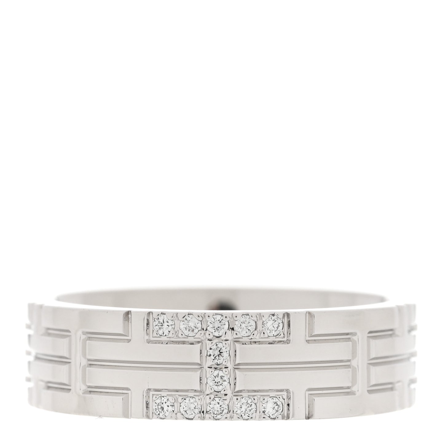 18K White Gold Diamond Kilim H Band Ring 48 4.5