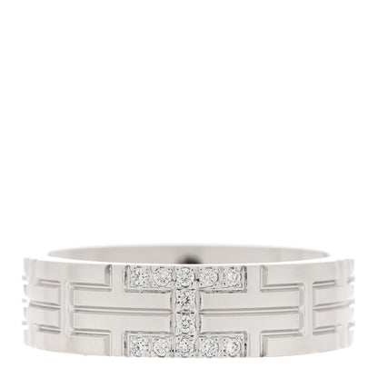Hermes 18K White Gold Diamond Kilim H Band Ring 48 4.5 1 of 6