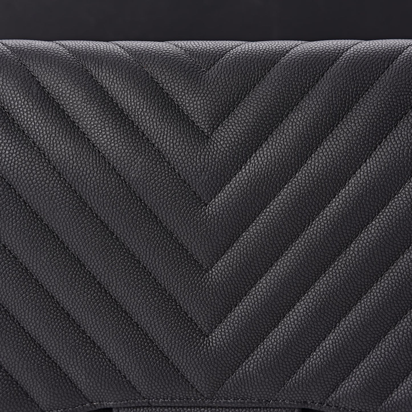 Caviar Chevron Quilted Jumbo Double Flap Black