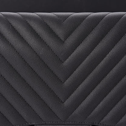 Chanel Caviar Chevron Quilted Jumbo Double Flap Black 14 of 15