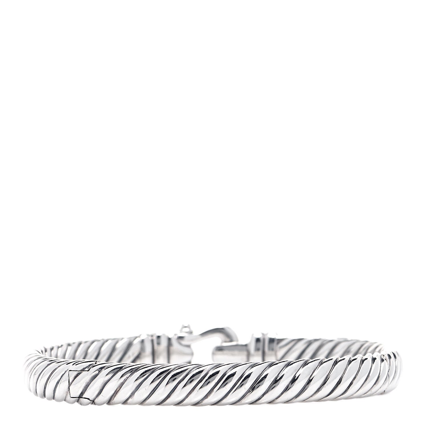 David Yurman Sterling Silver Diamond 7mm Cable Buckle Bracelet 3 of 6