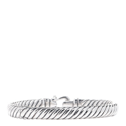 David Yurman Sterling Silver Diamond 7mm Cable Buckle Bracelet 3 of 6