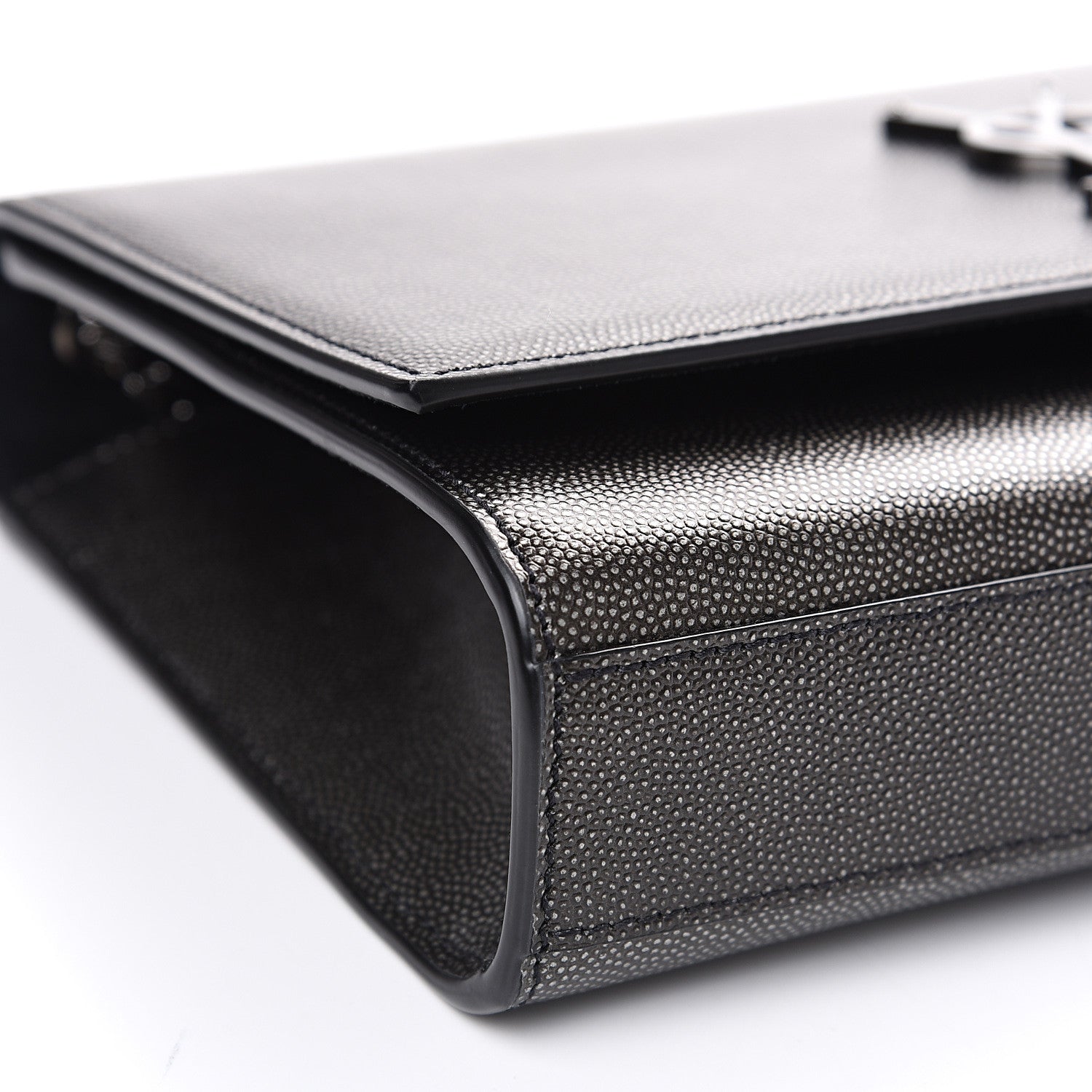 Saint Laurent Metallic Grain De Poudre Medium Classic Monogram Kate Satchel Dark Lead 7 of 10