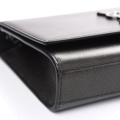 Saint Laurent Metallic Grain De Poudre Medium Classic Monogram Kate Satchel Dark Lead 7 of 10