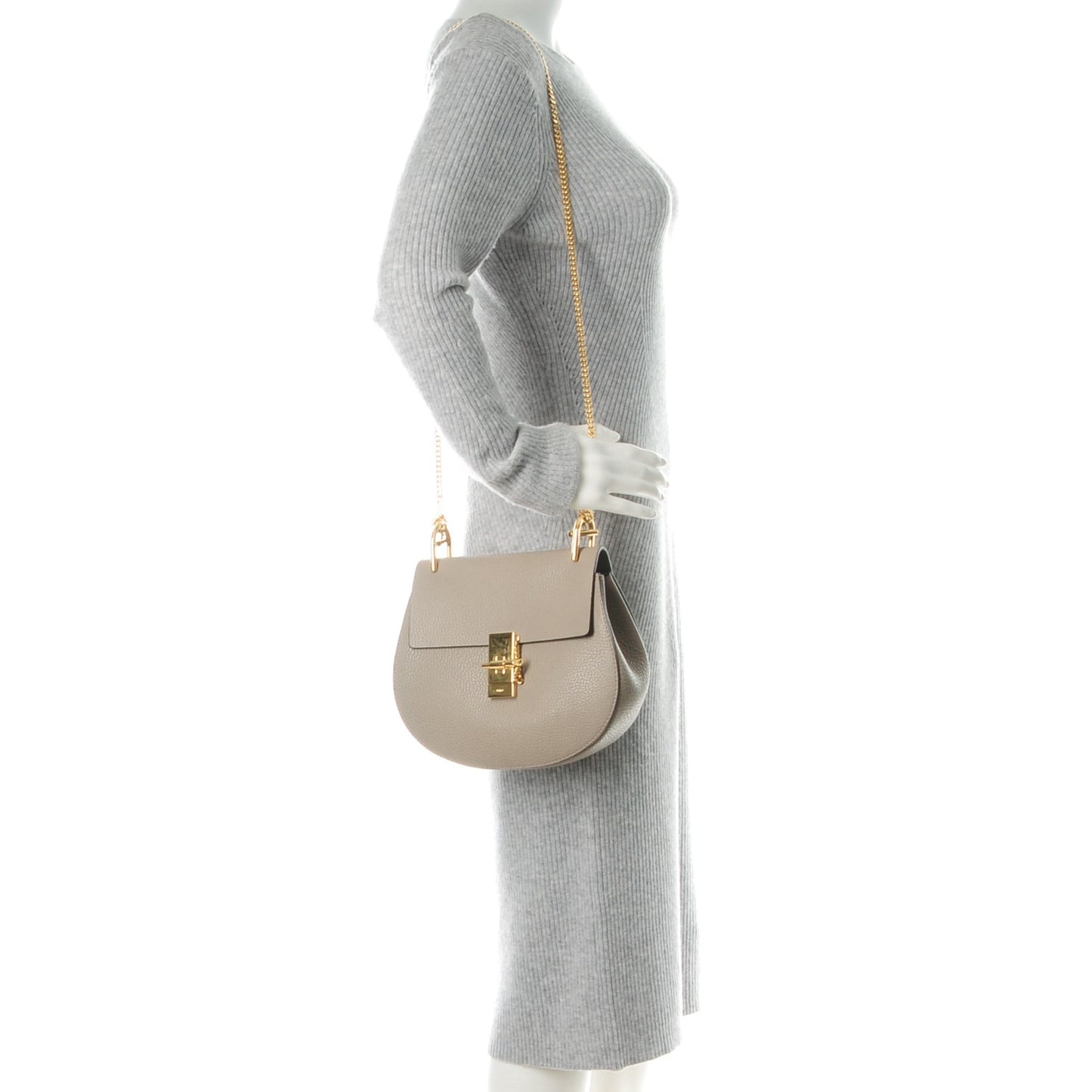 Grained Lambskin Drew Shoulder Bag Motty Grey