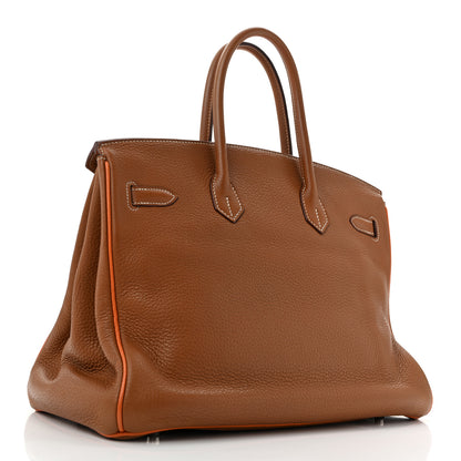 Hermes Togo Horseshoe Birkin 35 Gold Orange 4 of 27