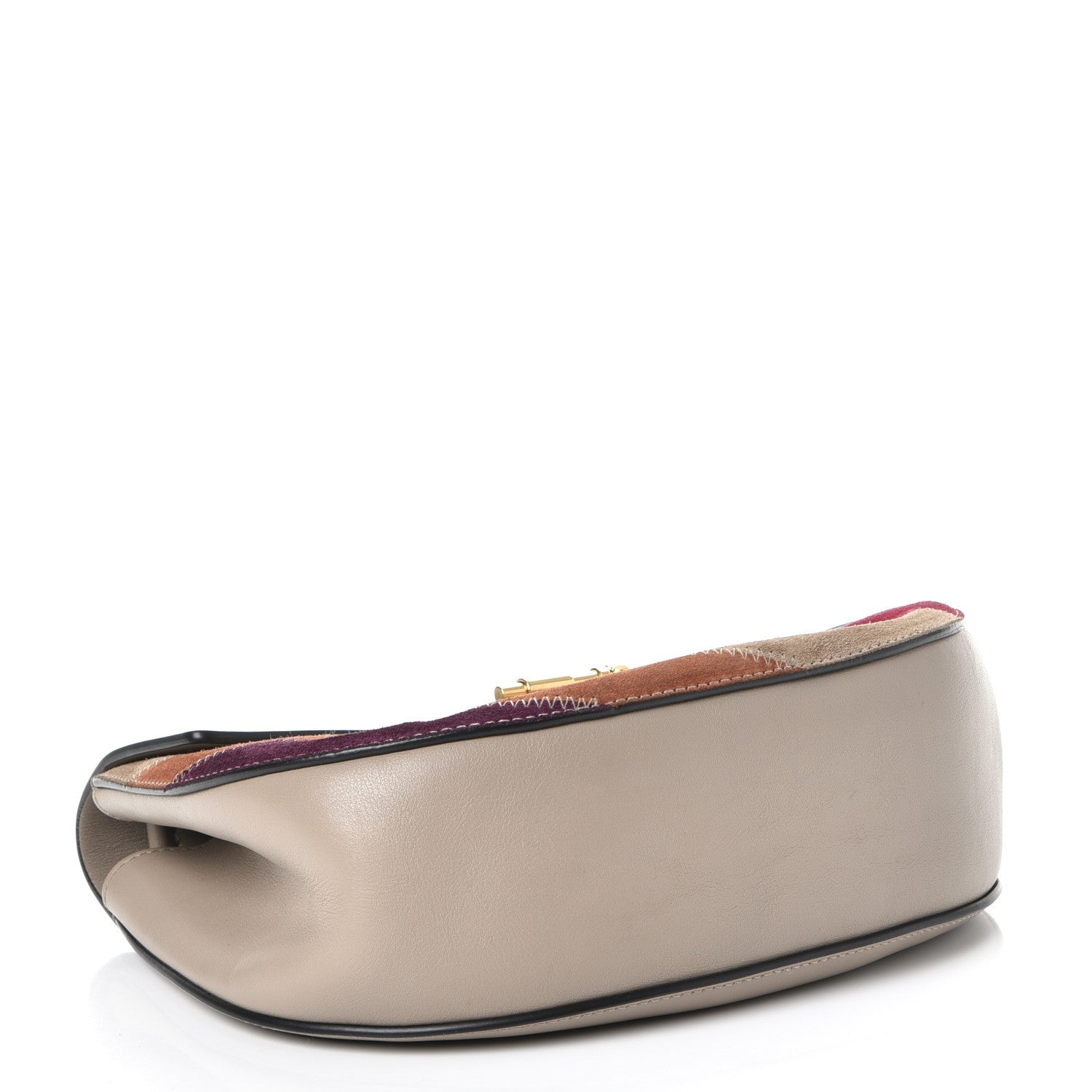 Chloe Suede Calfskin Rainbow Patchwork Drew Shoulder Bag Motty Grey 4 of 7