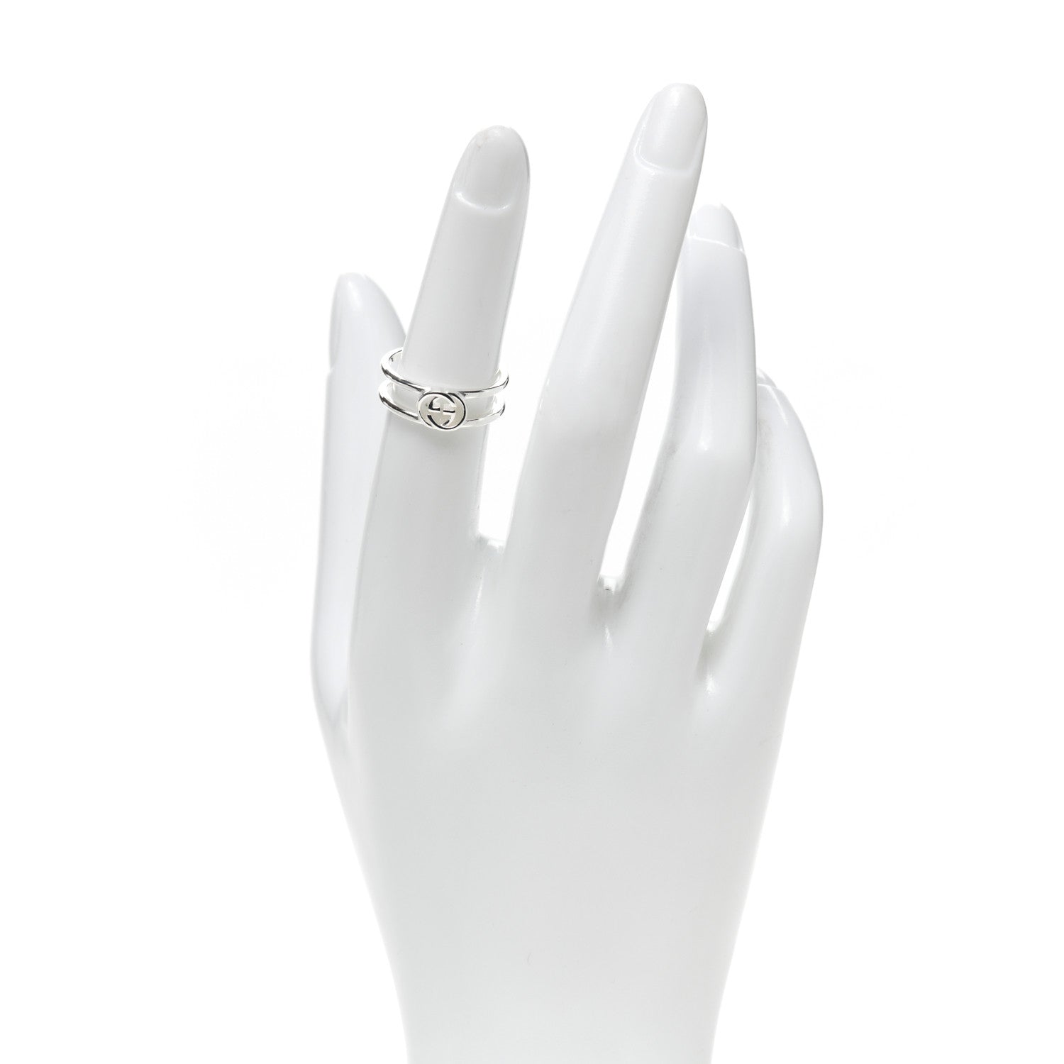 Gucci Sterling Silver 6mm Interlocking G Open Band Ring 52 6 2 of 5