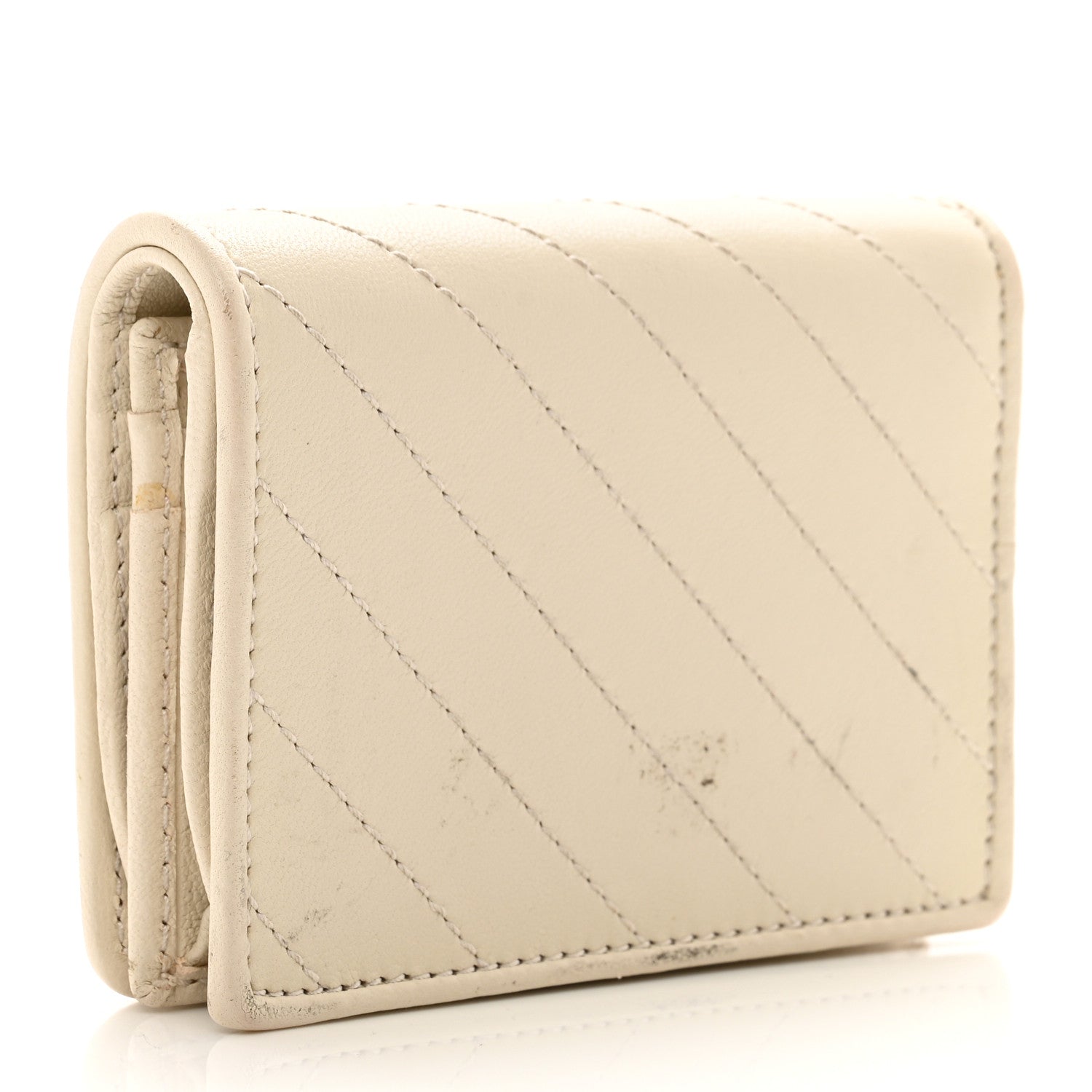 Gucci Sakai Be Green Calfskin Diagonal Stitched Blondie Card Case Wallet Mystic White 3 of 9