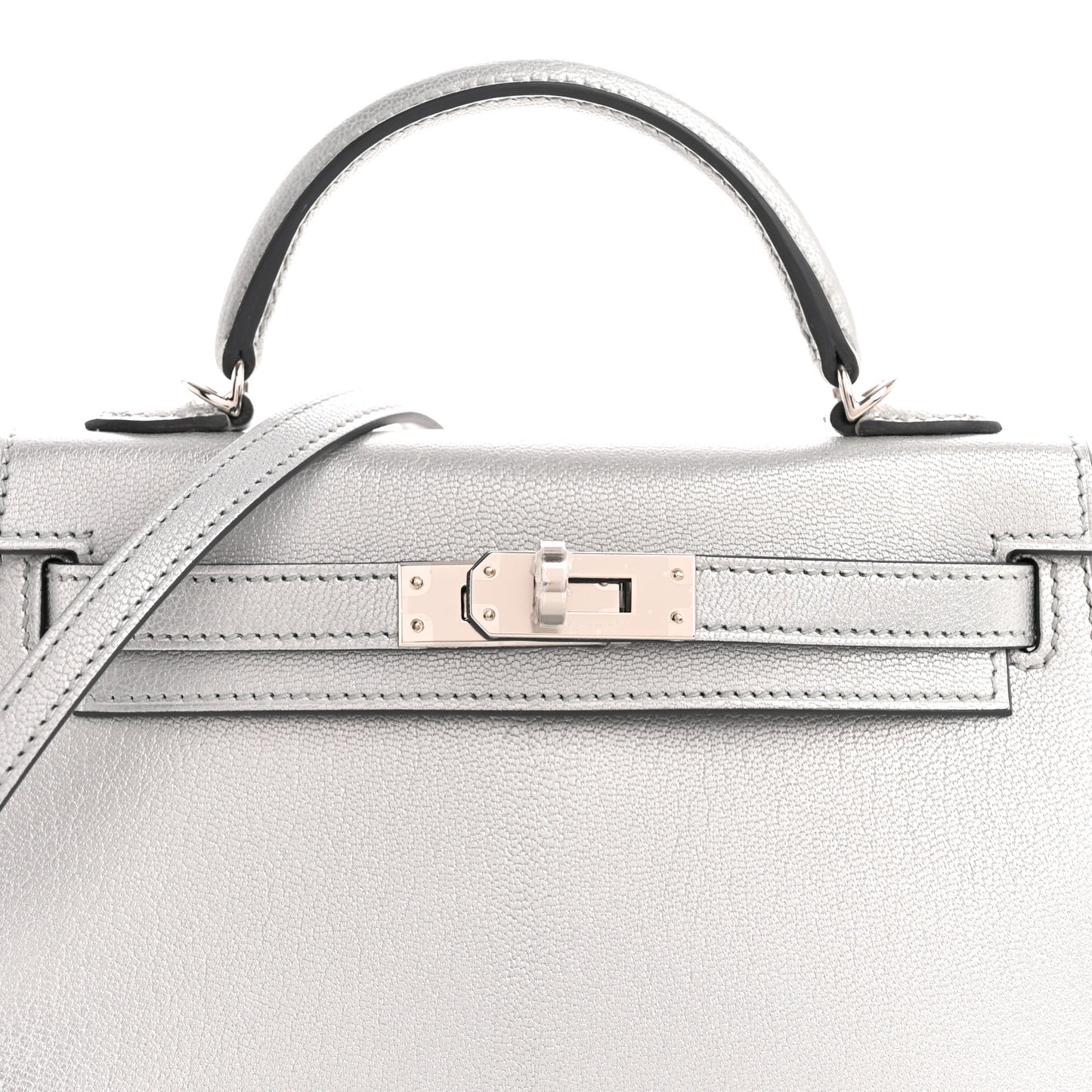 Metallic Chevre Chamkilight Mini Kelly Sellier 20 Argent