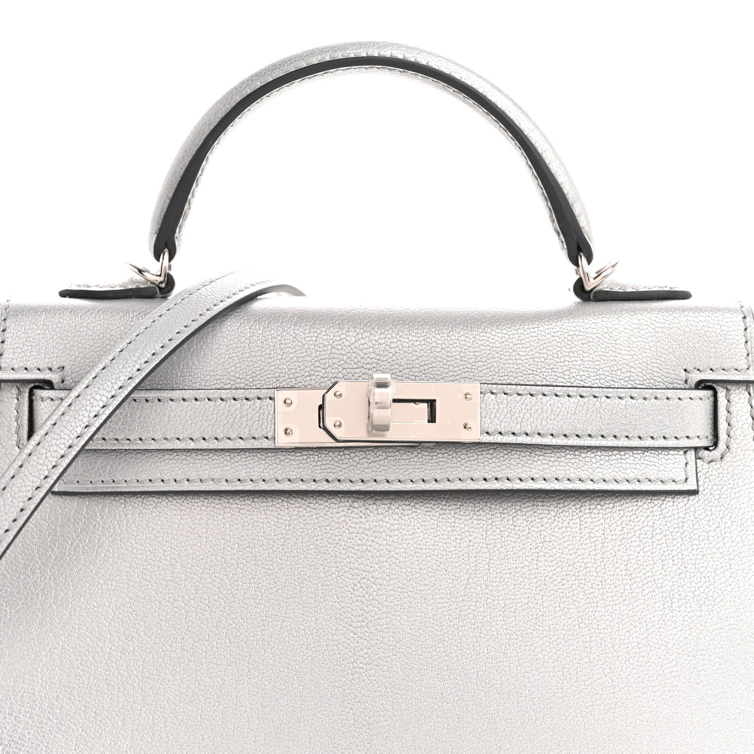Hermes Metallic Chevre Chamkilight Mini Kelly Sellier 20 Argent 8 of 11