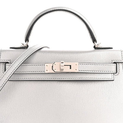 Hermes Metallic Chevre Chamkilight Mini Kelly Sellier 20 Argent 8 of 11