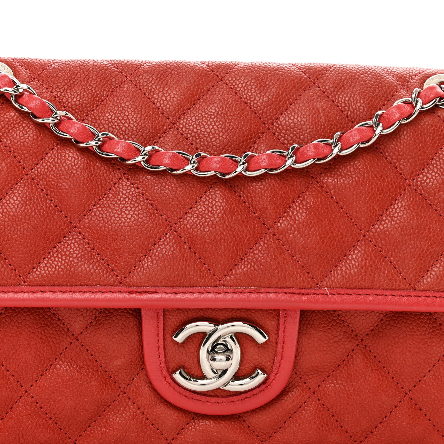 Chanel Caviar Quilted Medium French Riviera Flap Red 5 of 13