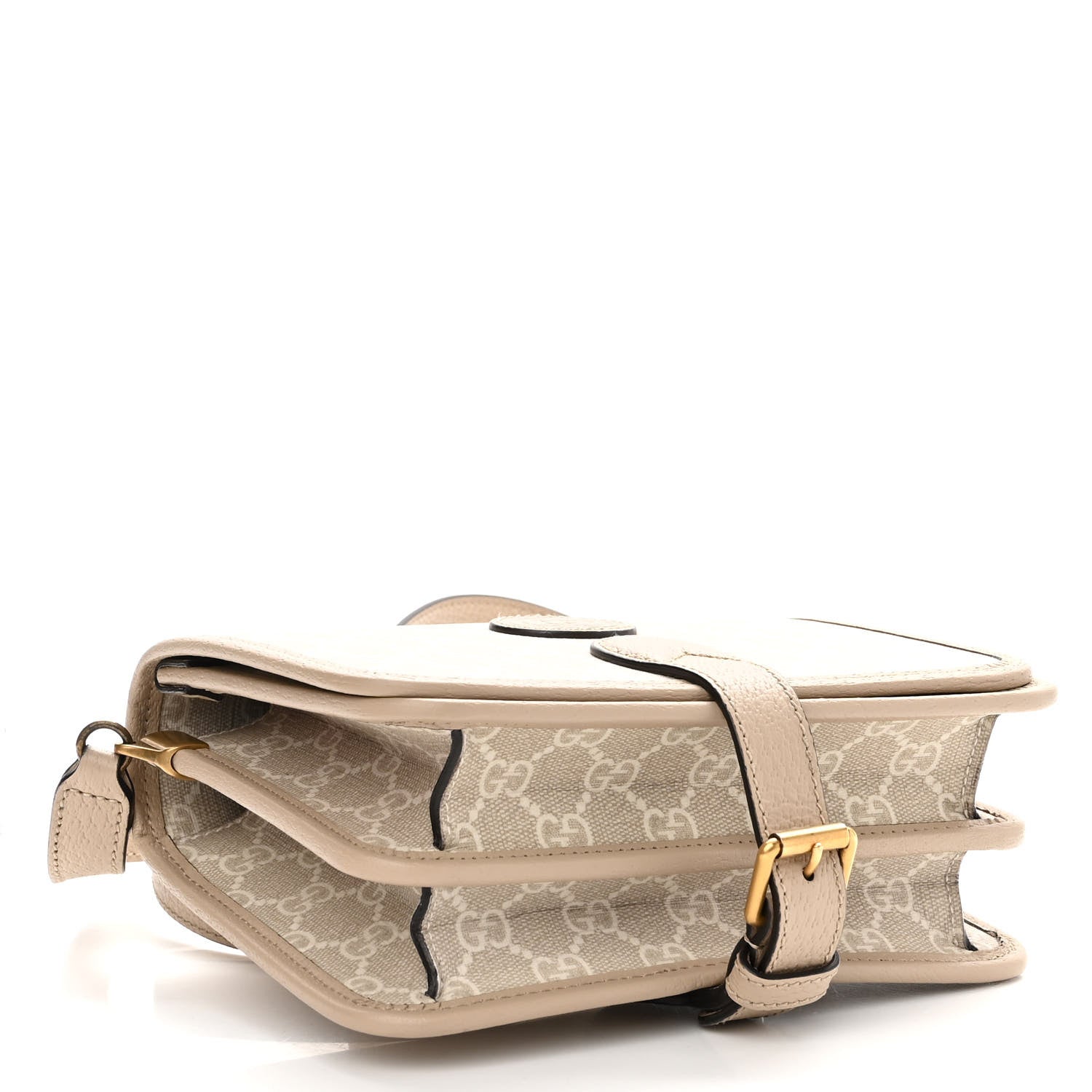 Gucci GG Supreme Monogram Textured Dollar Calfskin Mini Retro Interlocking G Flap Shoulder Bag Beige Mystic White Oatmeal 4 of 10