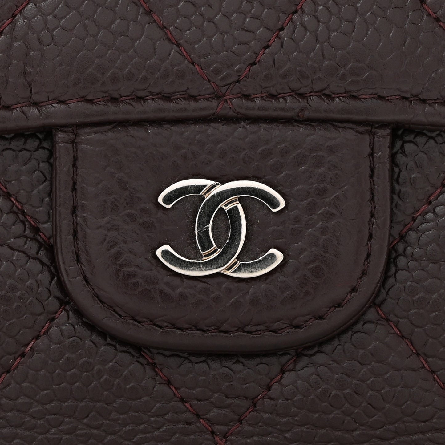 Caviar Quilted Large Flap Wallet Burgundy