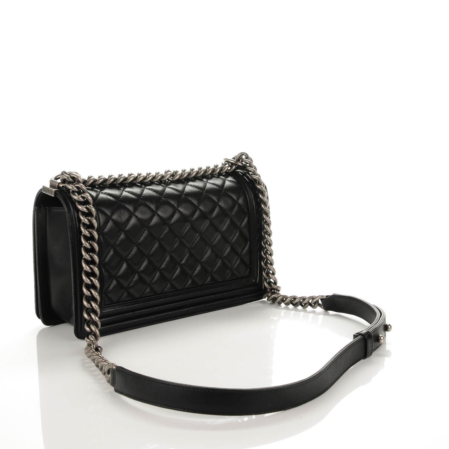 Lambskin Quilted Medium Boy Flap Black