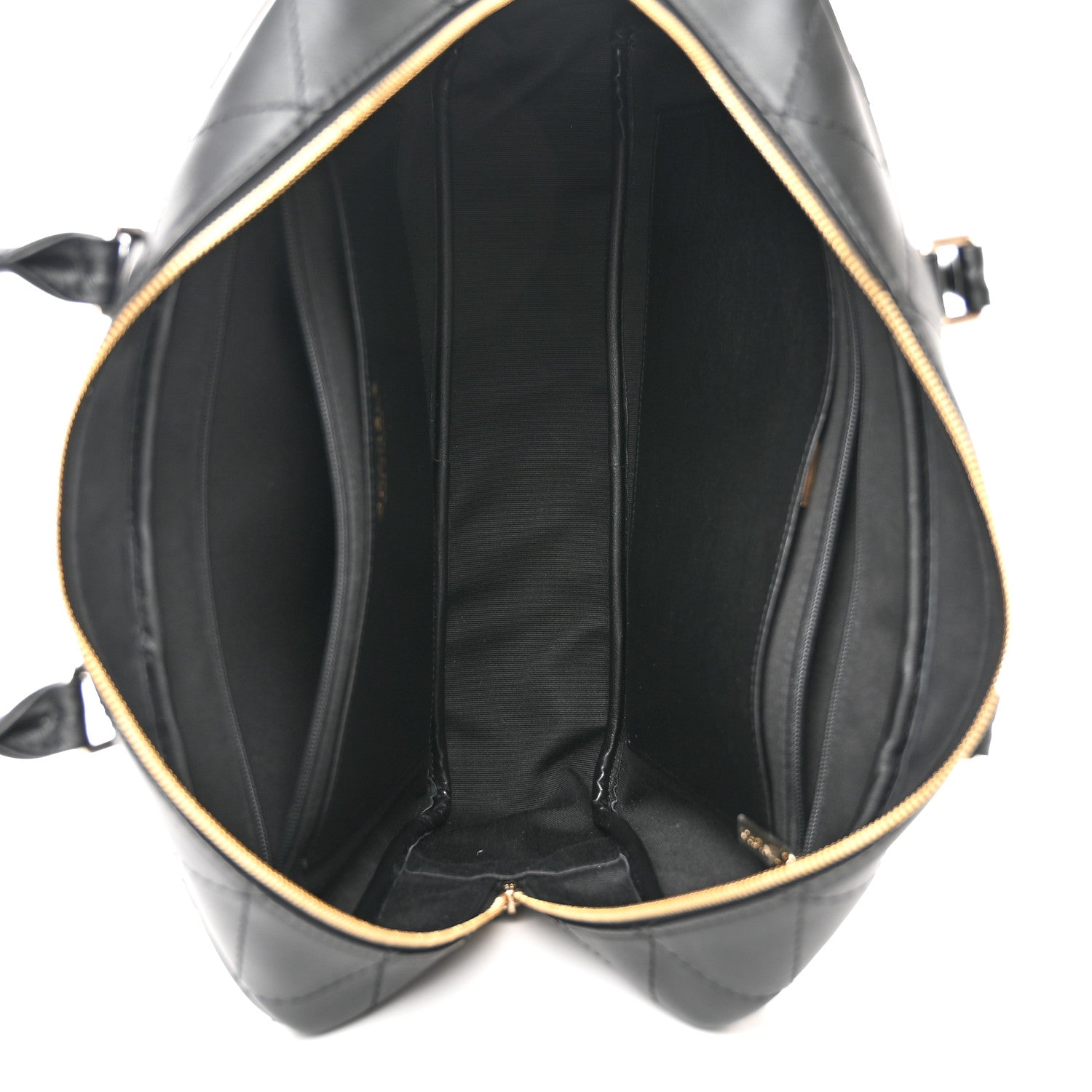 Chanel Calfskin Diamond Stitched Top Handle Bowling Bag Black 5 of 10