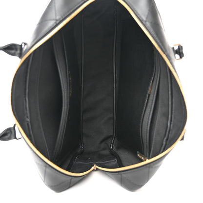 Chanel Calfskin Diamond Stitched Top Handle Bowling Bag Black 5 of 10
