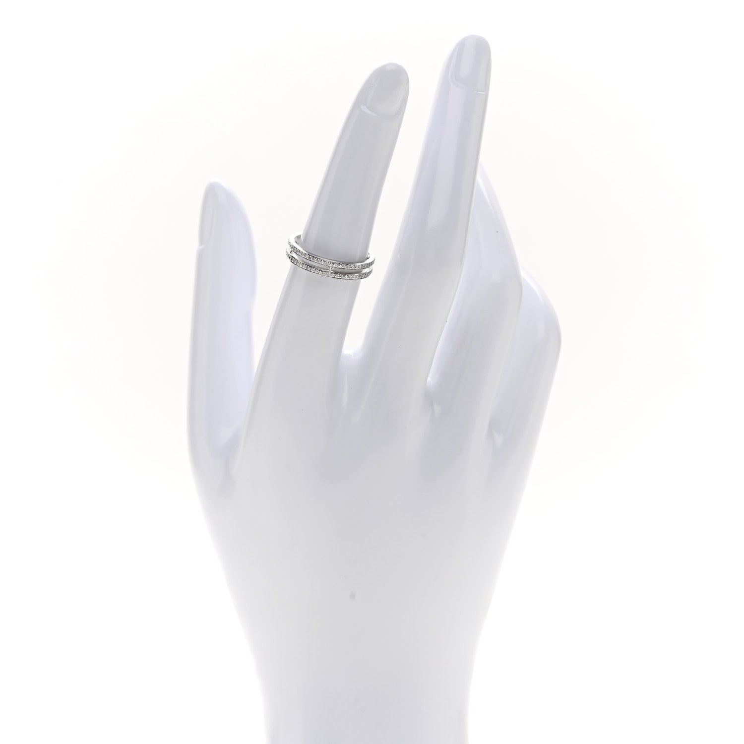 Hermes 18K White Gold Diamond Ariane Wedding Band Ring 52 6 2 of 5
