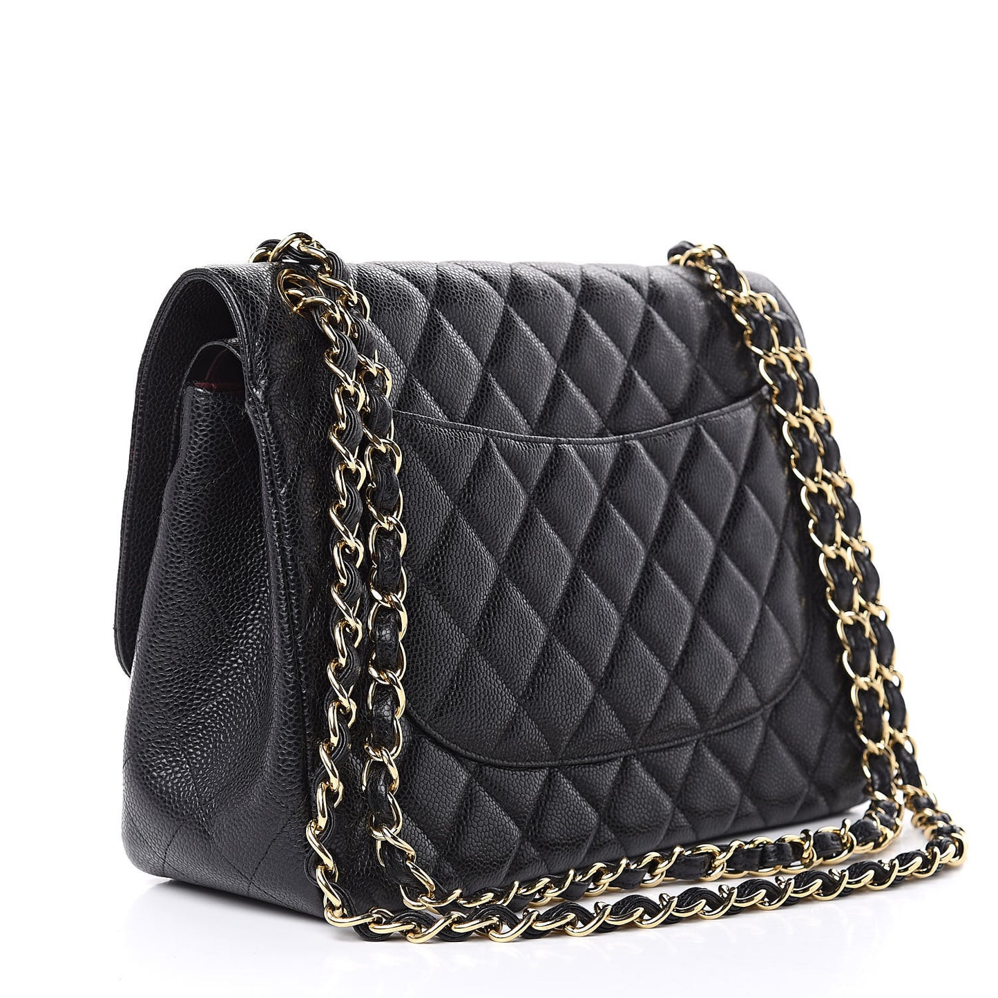 Caviar Quilted Jumbo Double Flap Black